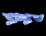 11" Blue Aventurine Crystal Wolf: Hand Carved Home Decor