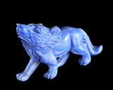 11" Blue Aventurine Crystal Wolf: Hand Carved Home Decor