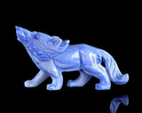 11" Blue Aventurine Crystal Wolf: Hand Carved Home Decor
