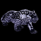 13.8" Black Obsidian Hand Carved Crystal Leopard