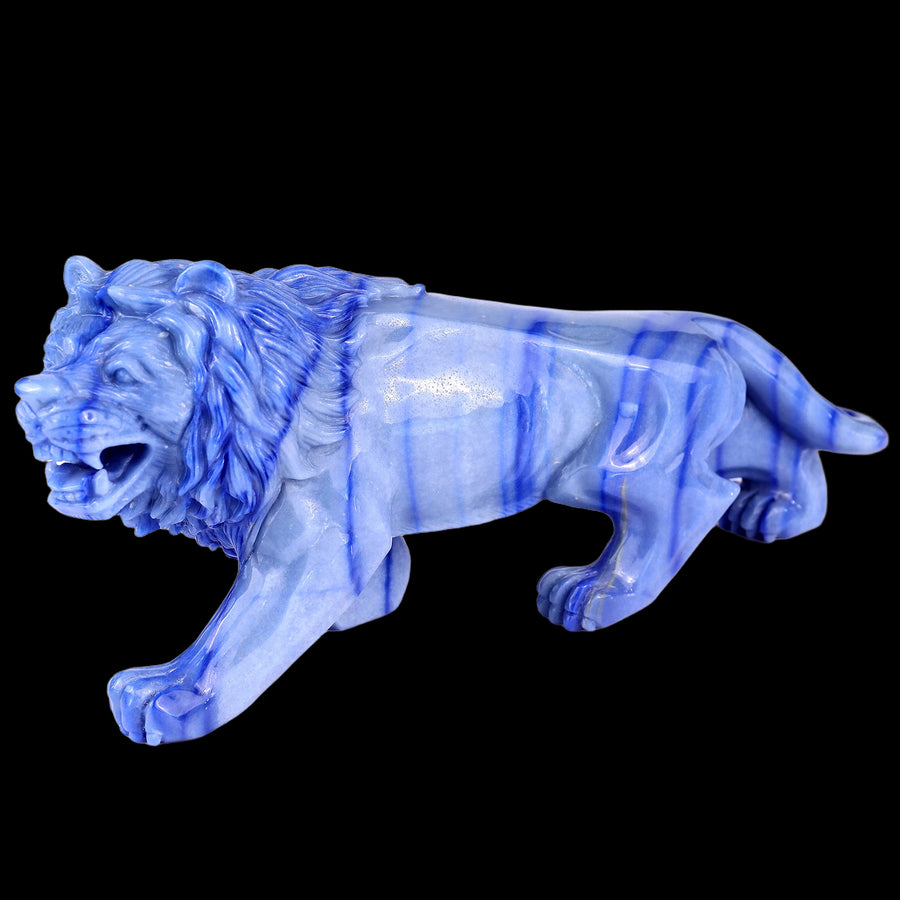 13.8" Blue Aventurine Hand Carved Crystal Lion