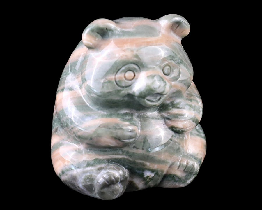 2.0" Nine Dragon Jade Hand Carved Crystal Panda