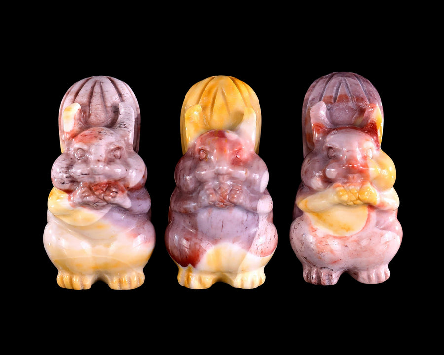 2.0" Mookaite Jasper Hand Carved Crystal Squirrel 3pcs
