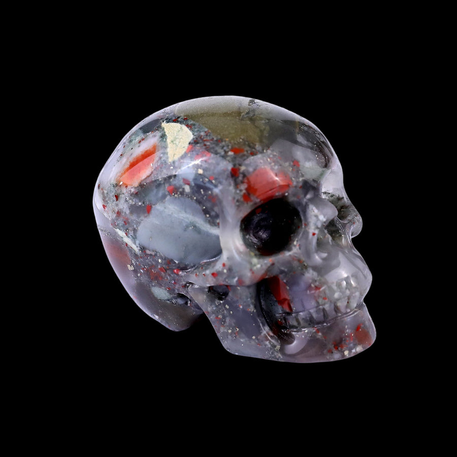 2.2" Blood Stone Hand Carved Realistic Skull
