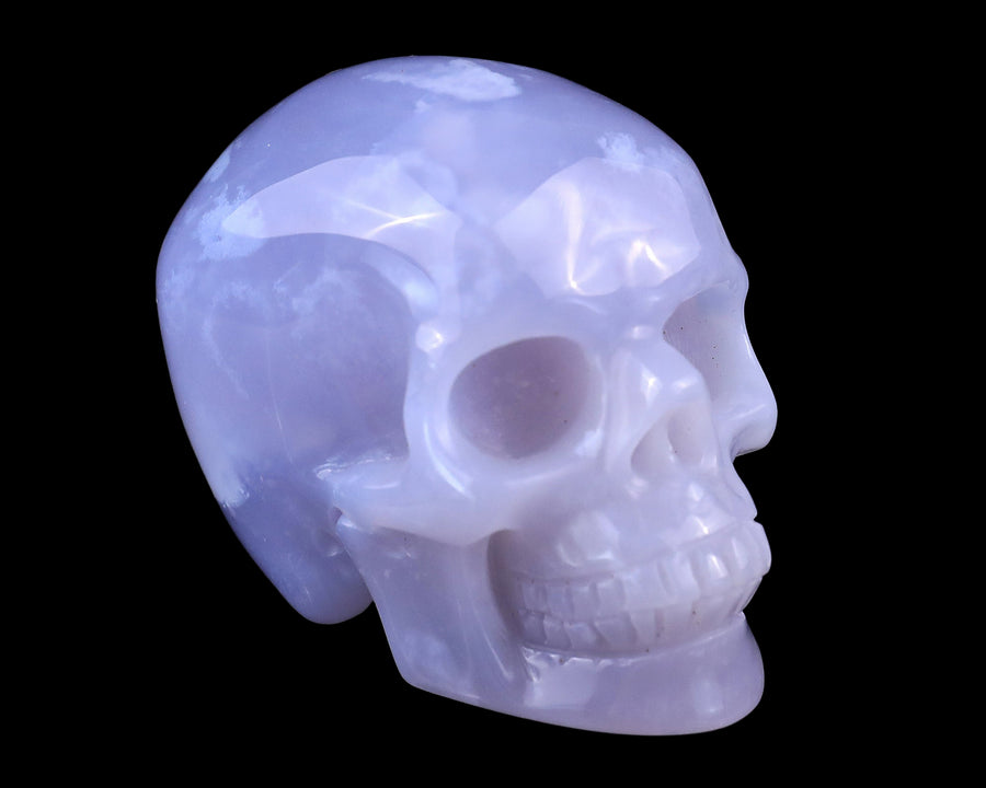 2.2" Blue Chalcedony Hand Carved Realistic Skull