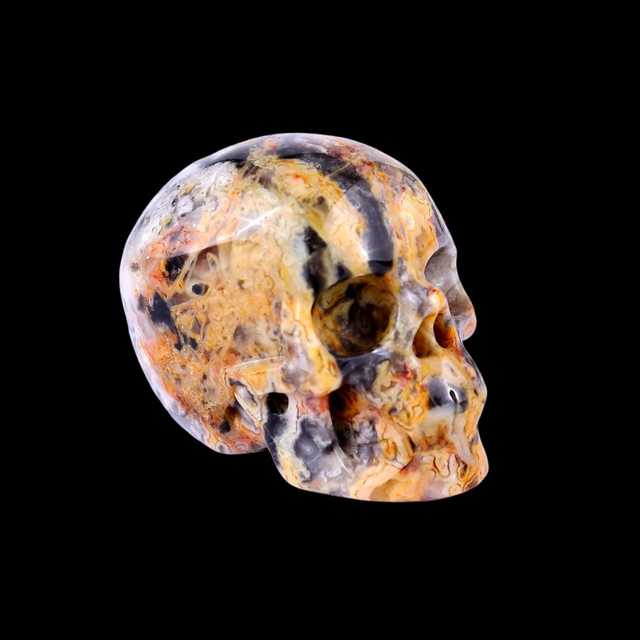 2.2" Crazy Agate Hand Carved Realistic Skull
