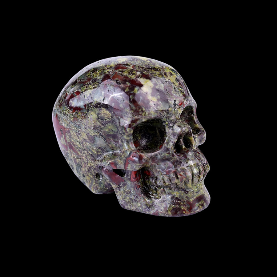2.2" Dragon Blood Jasper Hand Carved Realistic Skull
