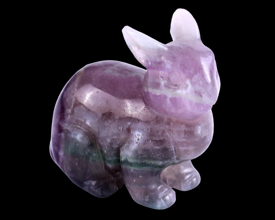 2.2" Fluorite Hand Carved Crystal Rabbit