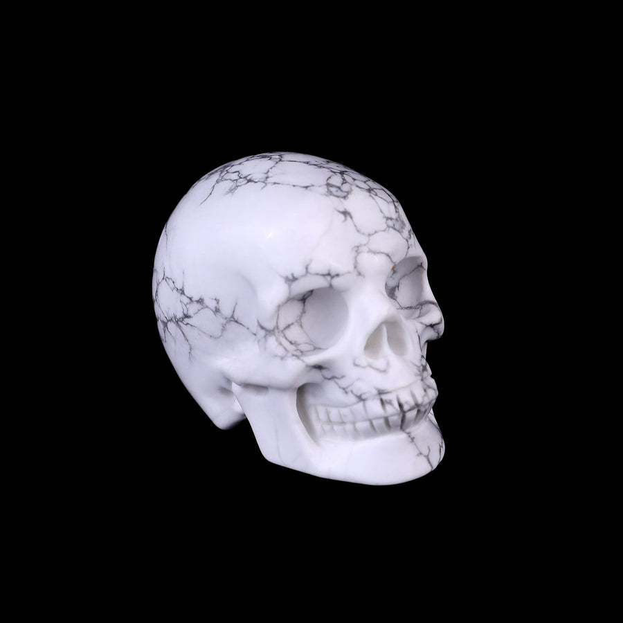 2.2" Howlite Hand Carved Crystal Realistic Skull | No.111