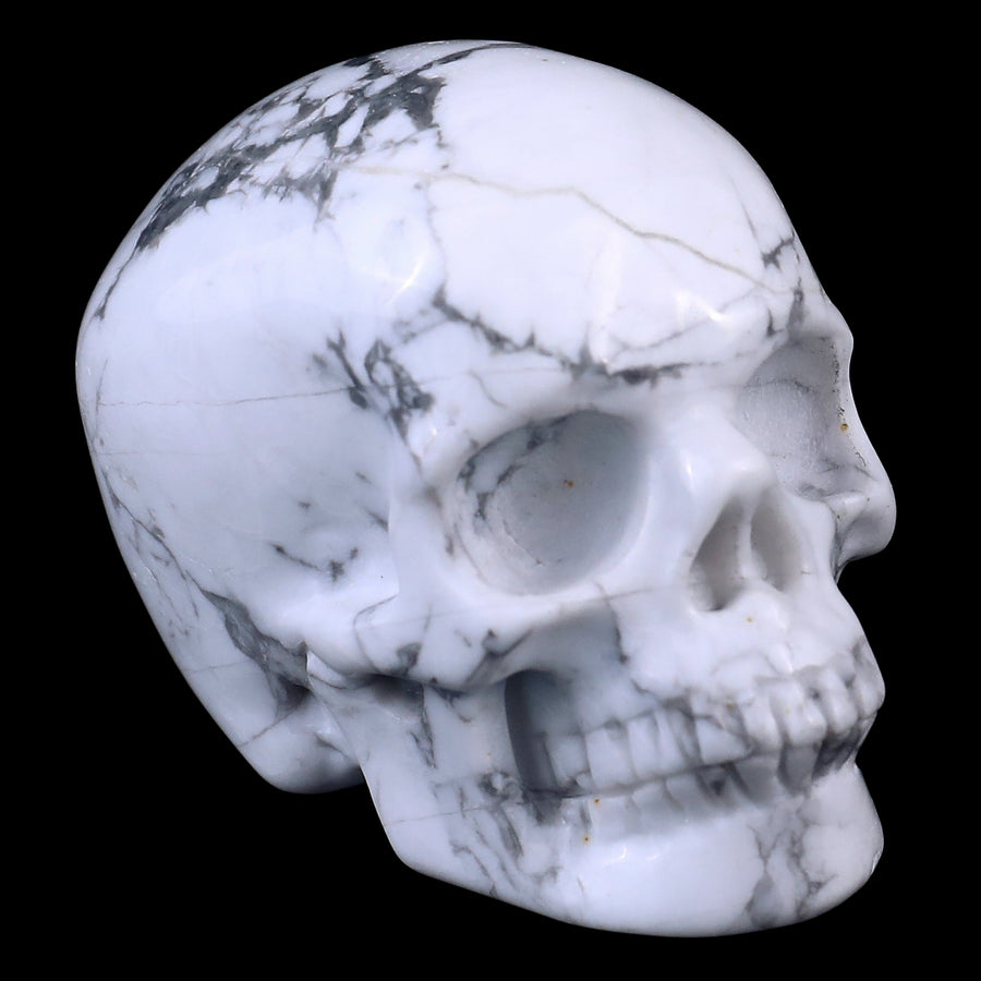 2.2" Howlite Hand Carved Crystal Realistic Skull | No.017