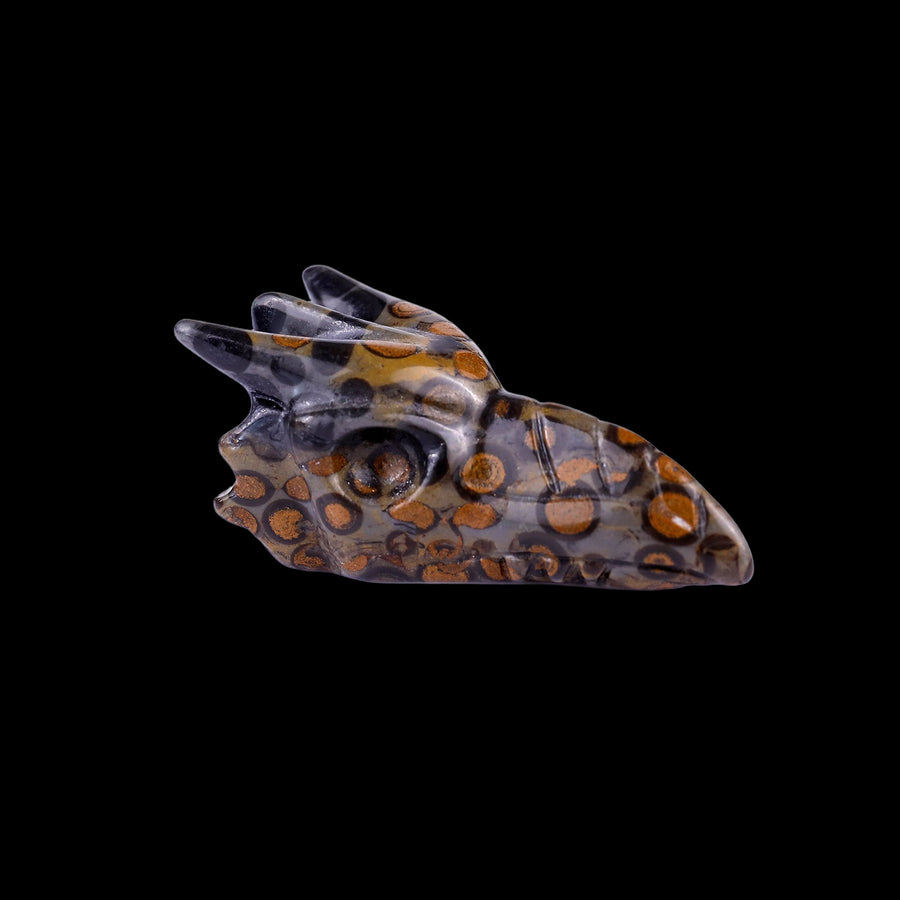 2.5" Leopard Skin Jasper Hand Carved Crystal Phoenix Skull