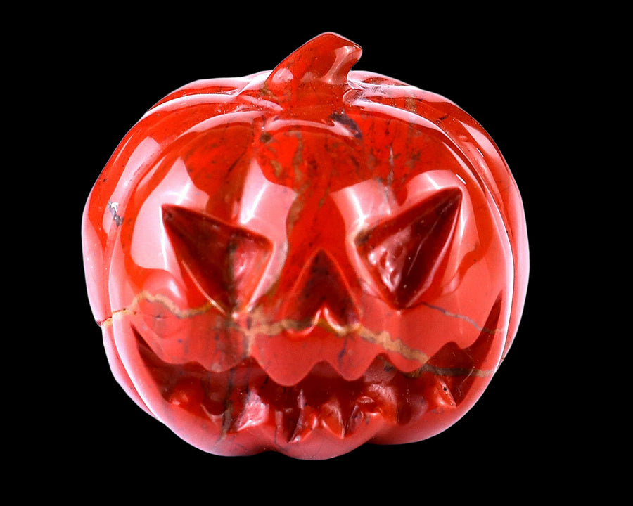 2.2" Red Jasper Hand Carved Crystal Pumpkin