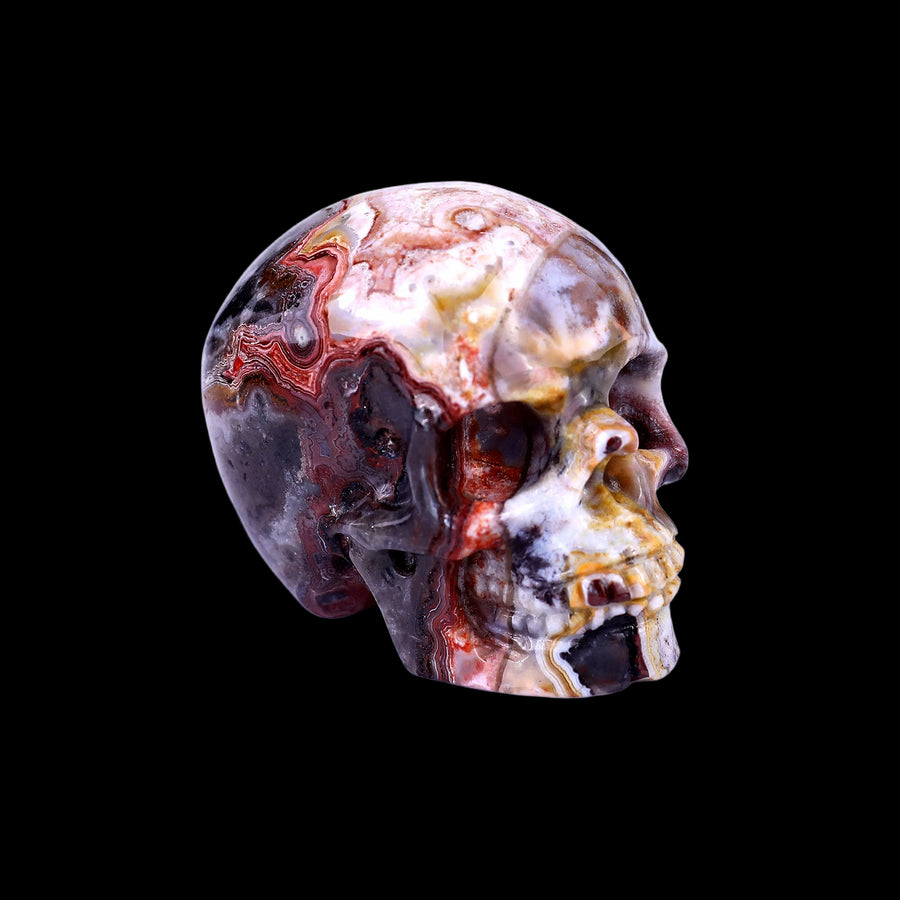 2.2" Red Crazy Lace Agate Hand Carved Realistic Skull | No.138