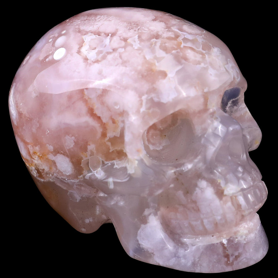 2.2" Sakura AgateHand Carved Crystal Realistic Skull