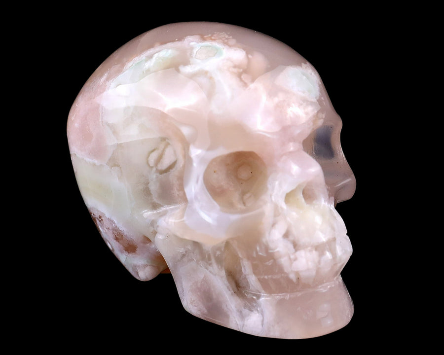2.2" Sakura Agate Hand Carved Realistic Skull | No.103