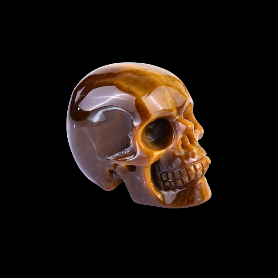 2.2" Tiger Eye Hand Carved Realistic Skull | No.136