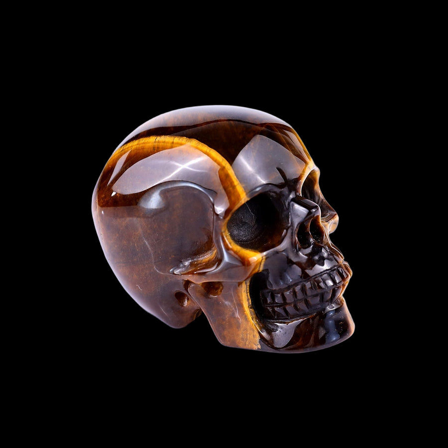 2.2" Tiger Eye Hand Carved Realistic Skull | No.134