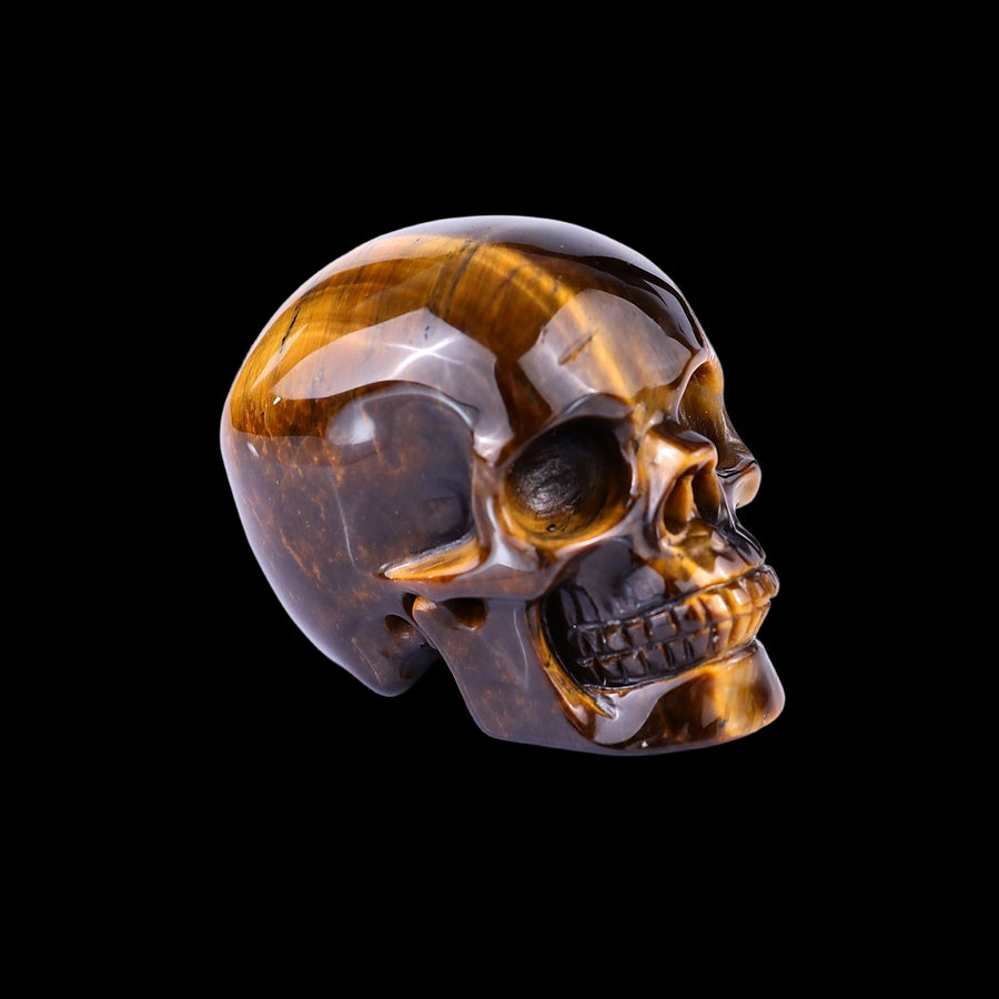 2.2" Tiger Eye Hand Carved Realistic Skull | No.139