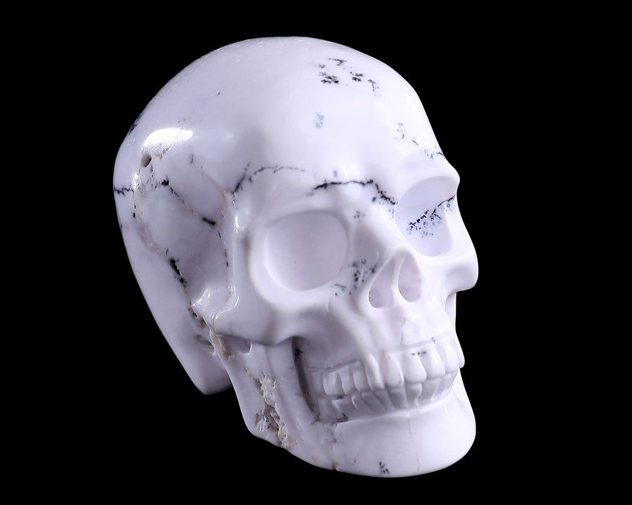 2.2" White Opal Hand Carved Realistic Skull