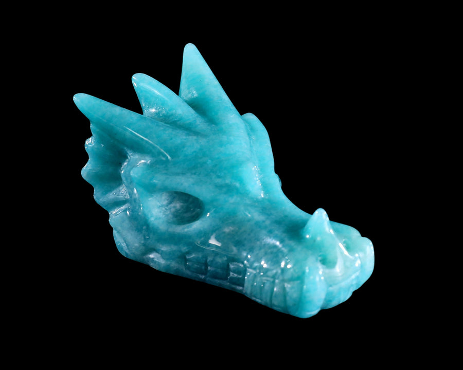 2.5" Amazonite Hand Carved Crystal Dragon Skull