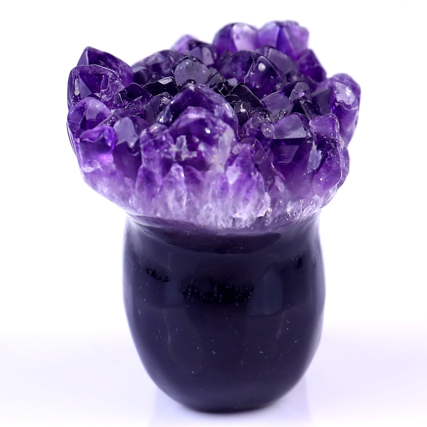 Kindred Vein 2.4" Amethyst Druse Agate Hand Carved Skull Sculpture (SKU: 2100025) - Photo 5