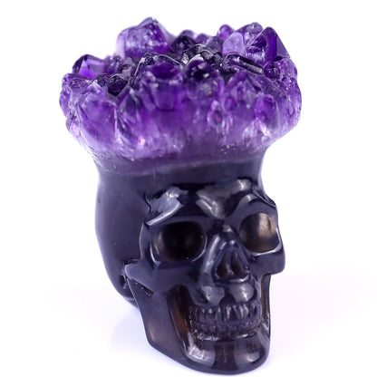 Kindred Vein 2.4" Amethyst Druse Agate Hand Carved Skull Sculpture (SKU: 2100025) - Photo 6