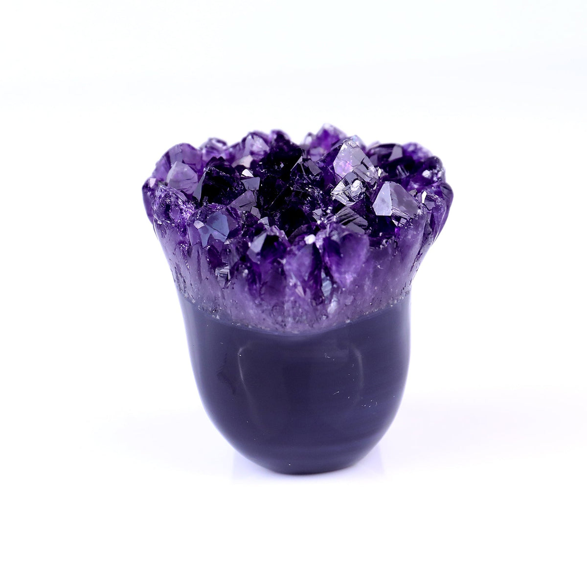 Kindred Vein 2.4" Amethyst Druse Agate Hand Carved Skull Sculpture (SKU: 2100025) - Photo 12