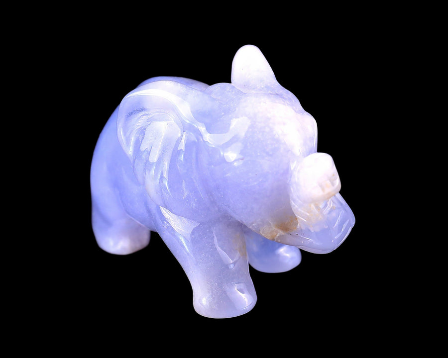 2.4" Blue Chalcedony Hand Carved Crystal Elephant