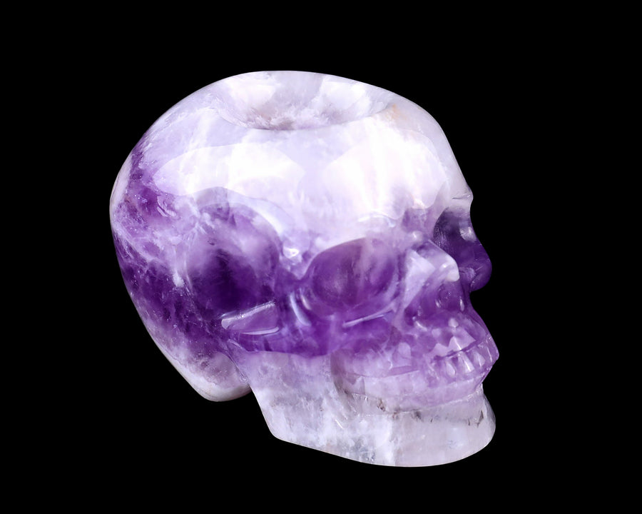 2.4" Dream Amethyst Hand Carved Realistic Skull Sphere
