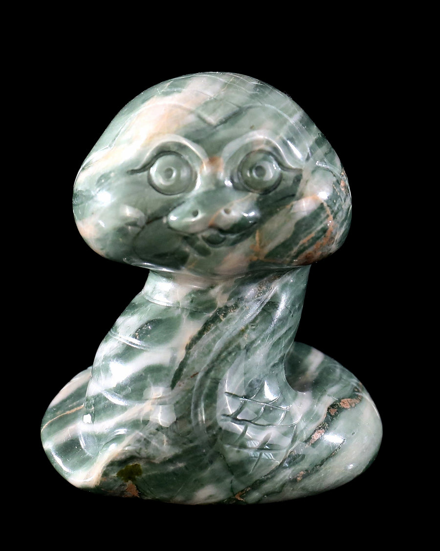 2.4" Nine Dragon Jade Hand Carved Crystal Baby Snake