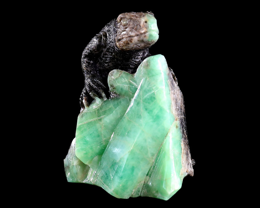 2.8" Natural Emerald Hand Carved Crystal Lizard