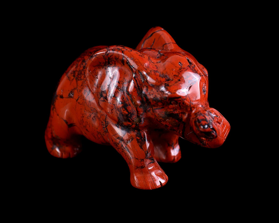 2.4" Red Jasper Hand Carved Crystal Elephant