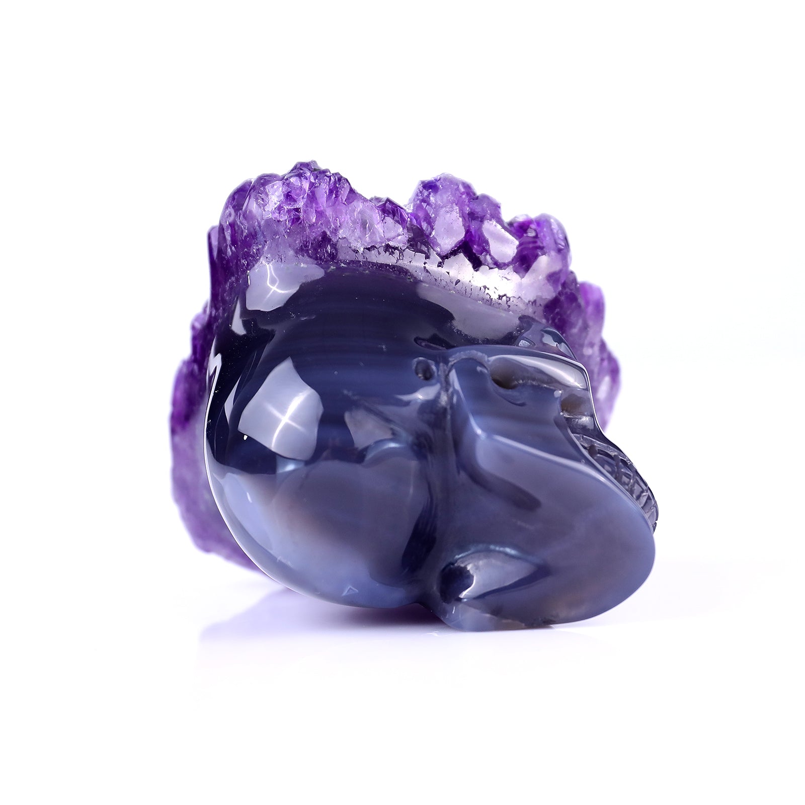 Kindred Vein 2.5" Amethyst Druse Agate Hand Carved Skull Sculpture (SKU: 2100122) - Photo 6