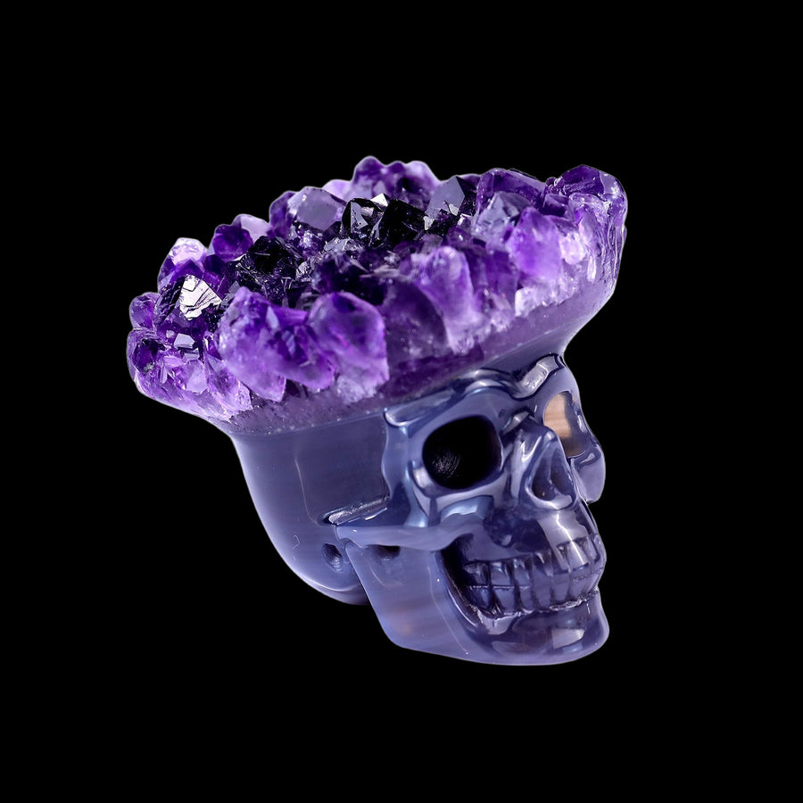 2.5" Amethyst Druse Agate Hand Carved Skull