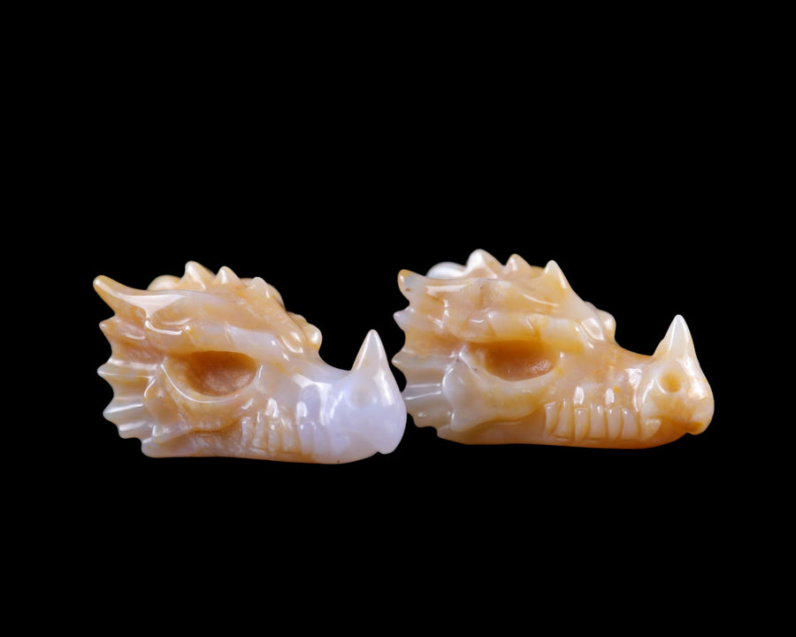2.5" Chalcedony Hand Carved Crystal Dragon Skull