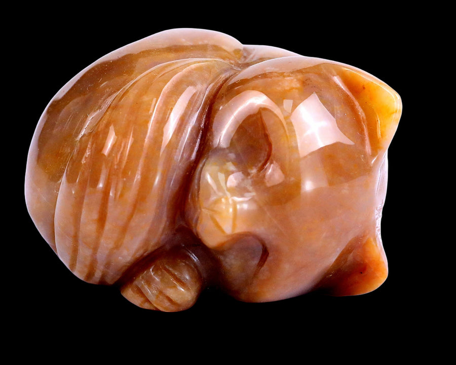 2.5" Chalcedony Hand Carved Crystal Sleepy Cat