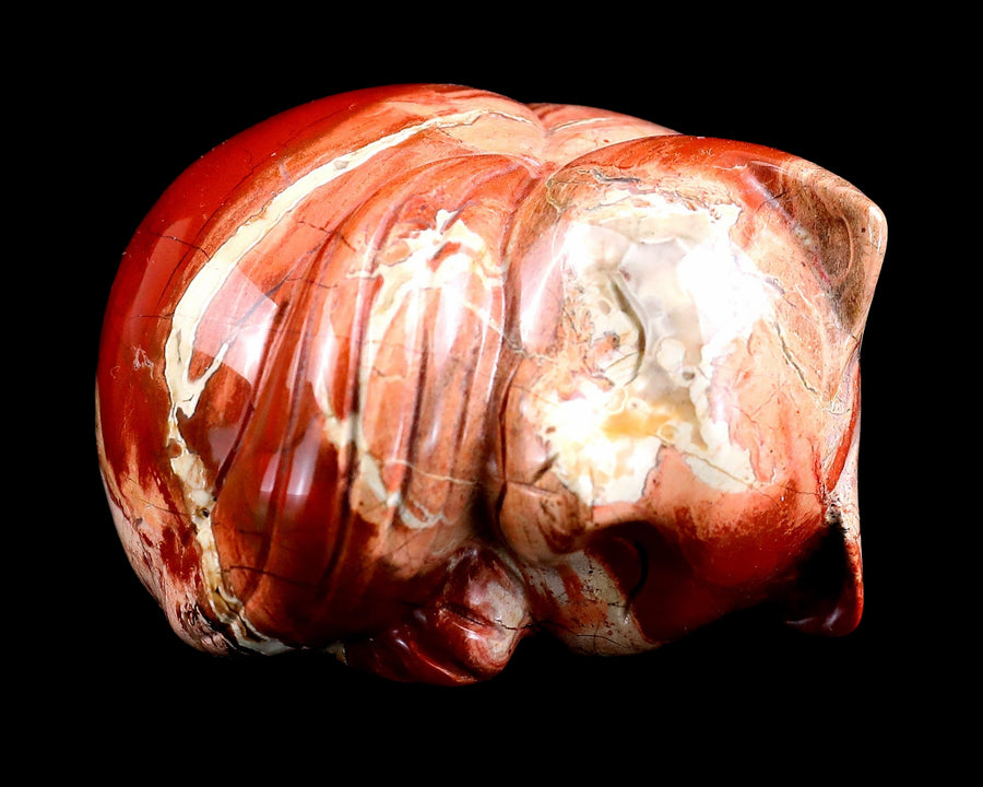 2.5" Red Jasper Hand Carved Crystal Sleepy Cat