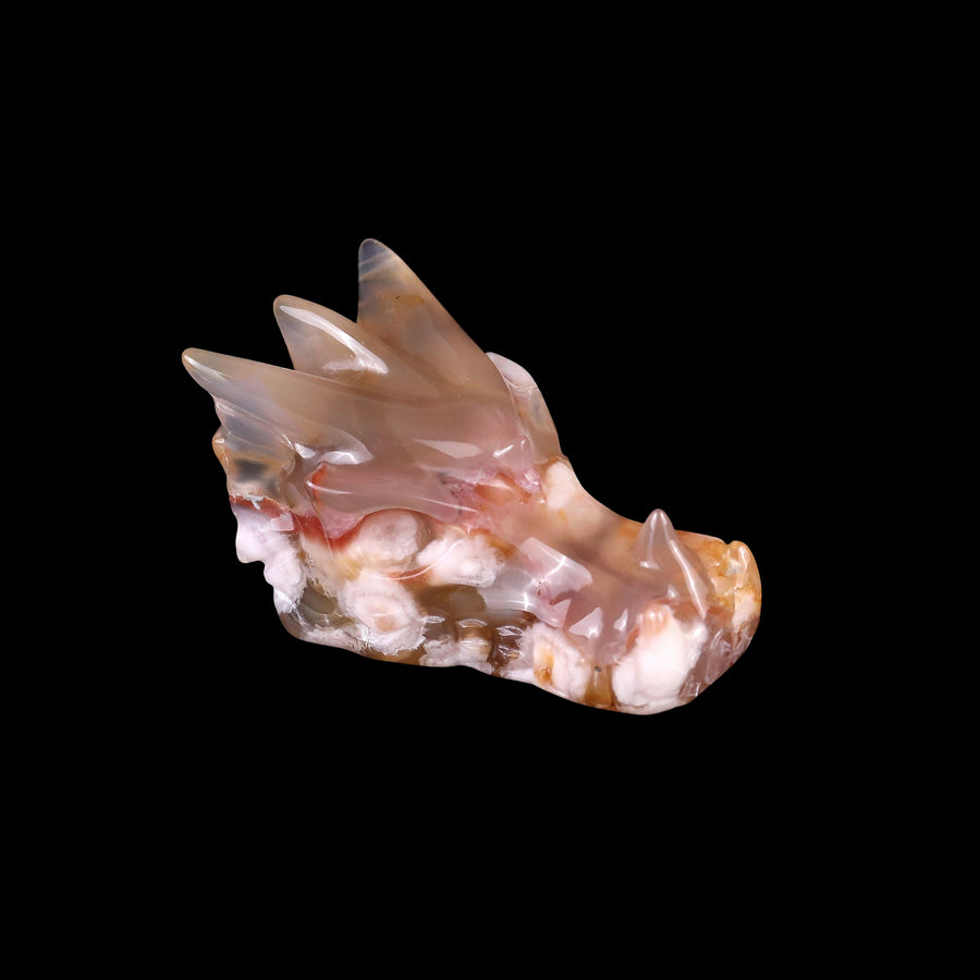 2.5" Sakura Agate Hand Carved Crystal Dragon Skull
