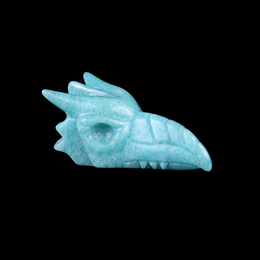 2.5" Amazonite Hand Carved Crystal Phoenix Skull