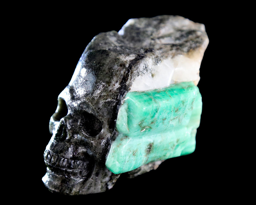 2.6" Natural Emerald Hand Carved Crystal Skull