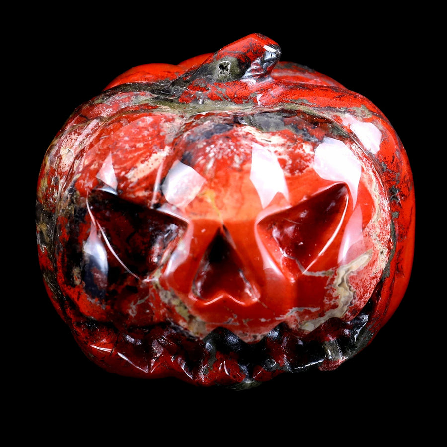 2.6" Red Jasper Hand Carved Crystal Pumpkin