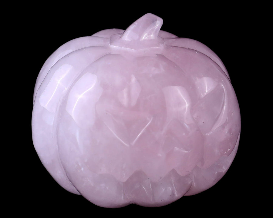 2.6" Rose Quartz Hand Carved Crystal Pumpkin
