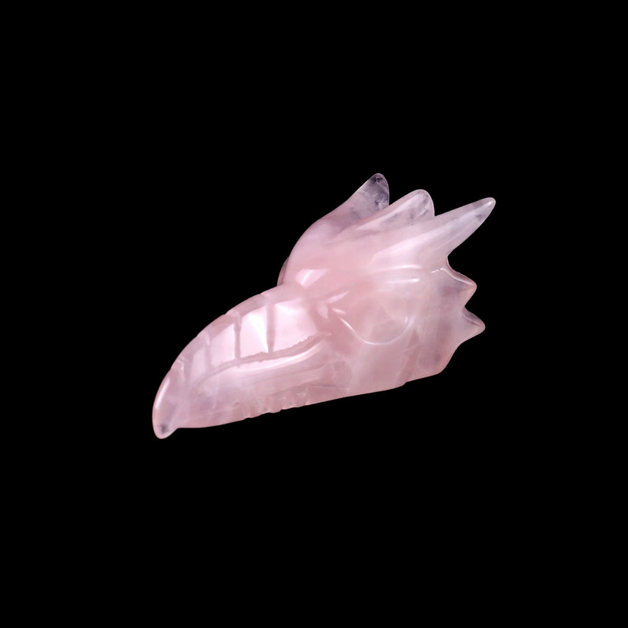 2.5" Rose Quartz Hand Carved Crystal Phoenix Skull