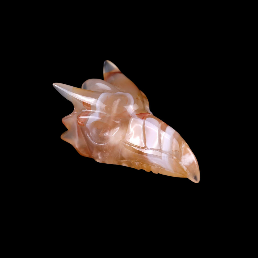 2.5" Sakura Agate Hand Carved Phoenix Skull