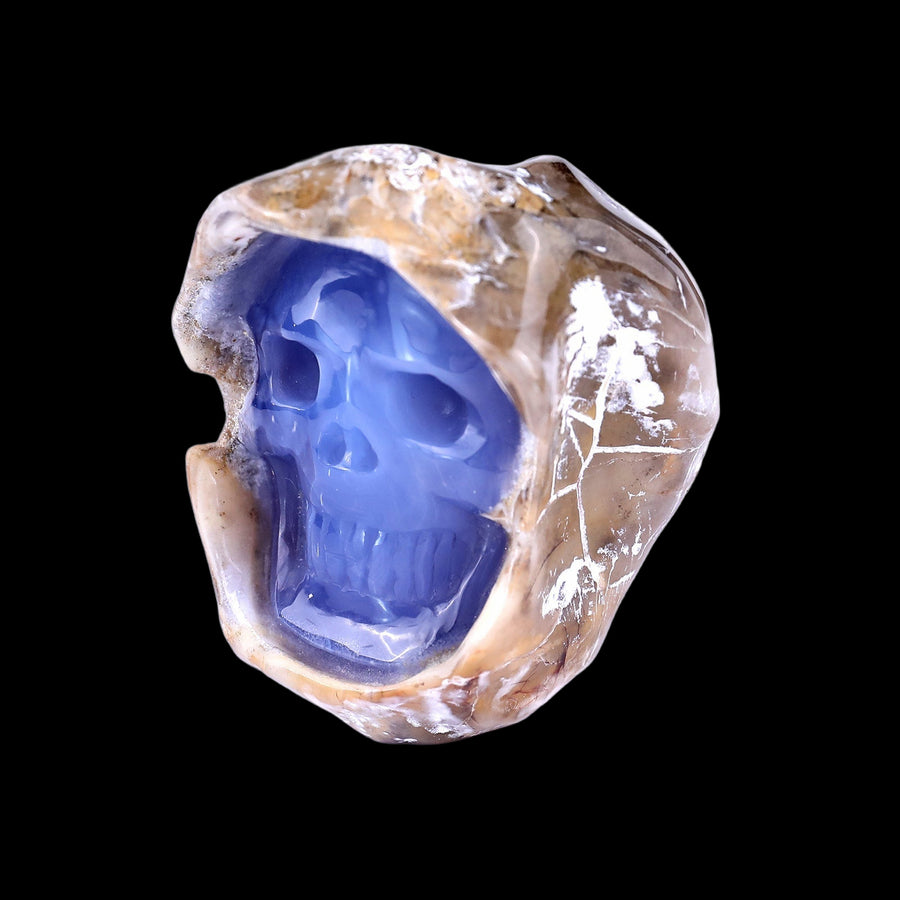2.7" Blue Chalcedony Hand Carved Skull
