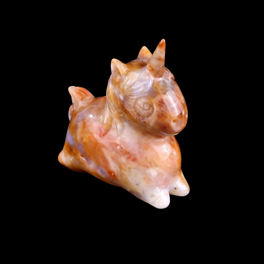 2.7" Chalcedony Hand Carved Crystal Unicorn