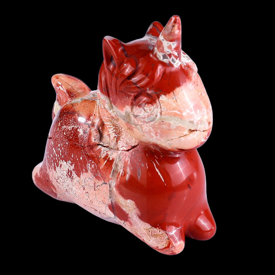2.7" Red Jasper Hand Carved Crystal Unicorn