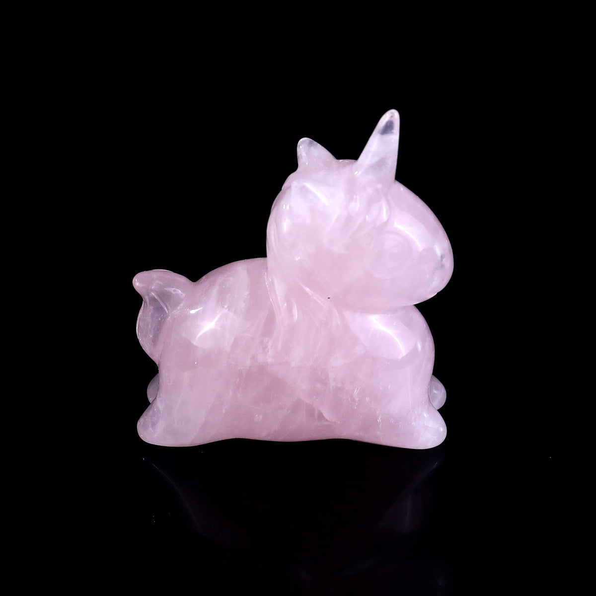 Kindred Vein 2.7" Rose Quartz Hand Carved Crystal Unicorn Sculpture (SKU: 2100292) - Photo 3