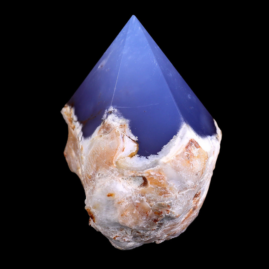 2.7×2.0×2.8" Blue Chalcedony Hand Carved Crystal Polished Point