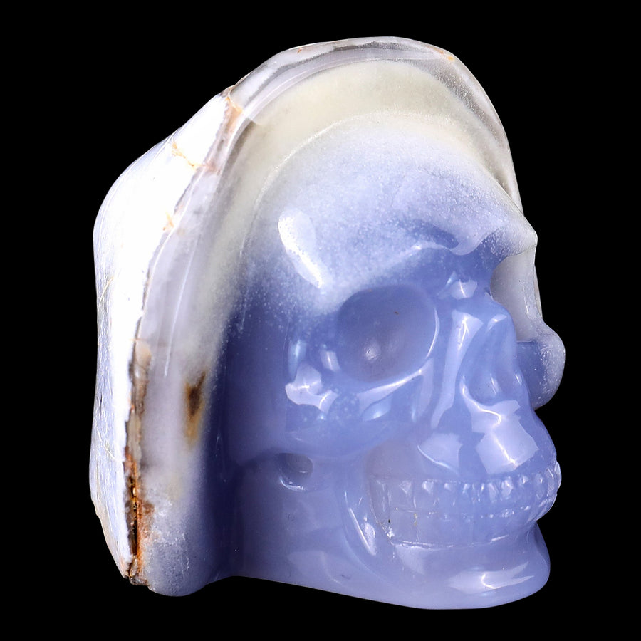 2.8" Blue Chalcedony Hand Carved Skull